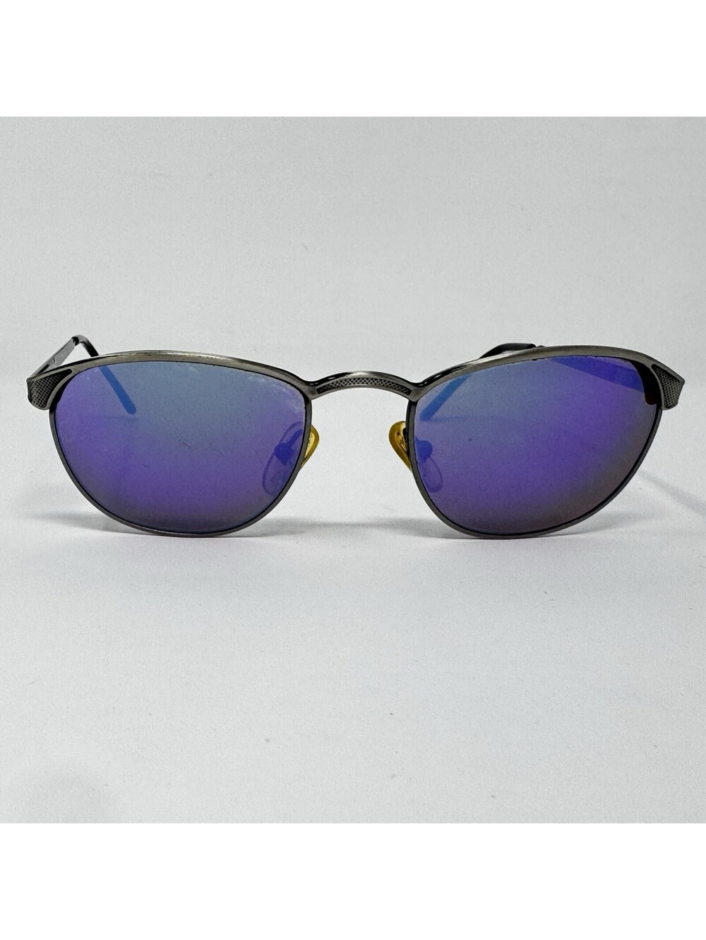 Vintage Revo 966/011 Stealth Blue Mirror Sunglasses Matte Silver Made in Italy